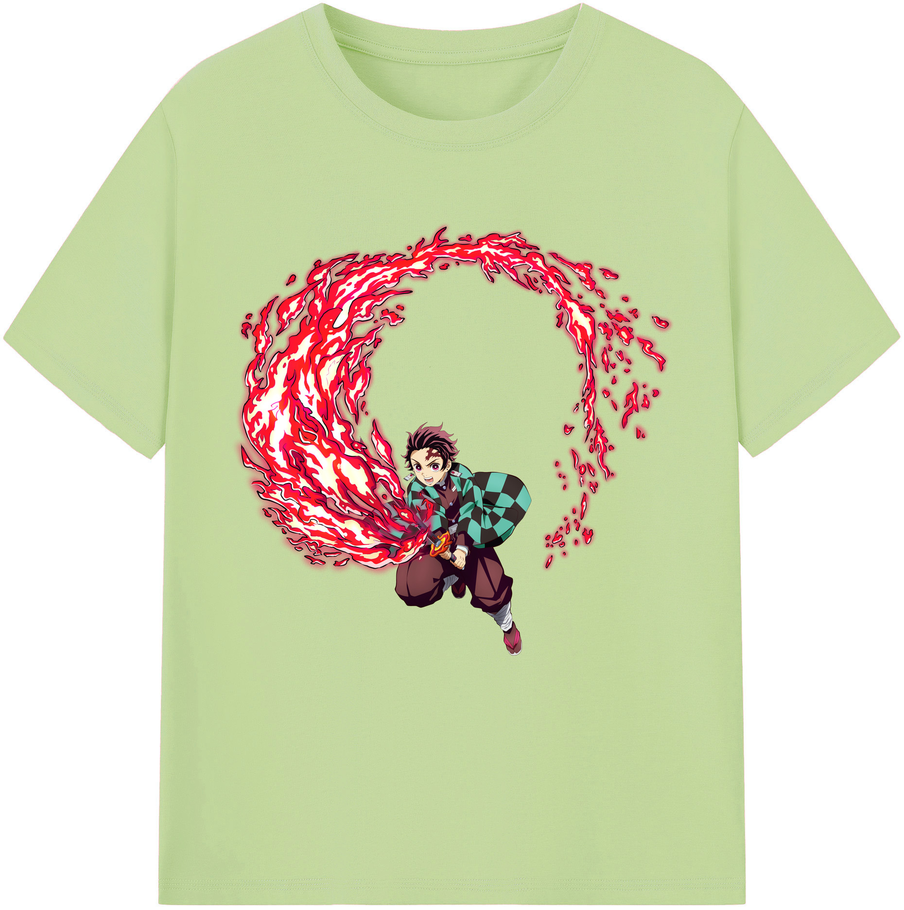 （画像用） 鬼滅の刃 竈門 炭治郎／かまど たんじろう Kamado Tanjirou 綿100％半袖Tシャツ（フロントプリント）